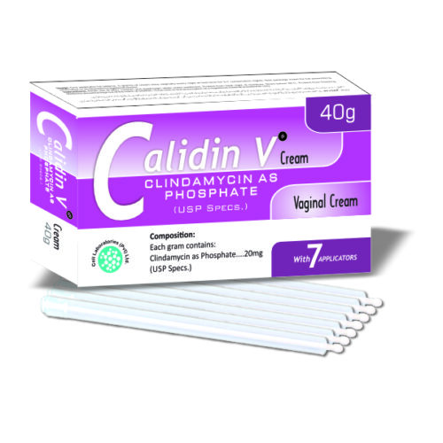 Calidin V 40g Vaginal Cream with Clindamycin for bacterial vaginosis and irritation relief. Cell Laboratories