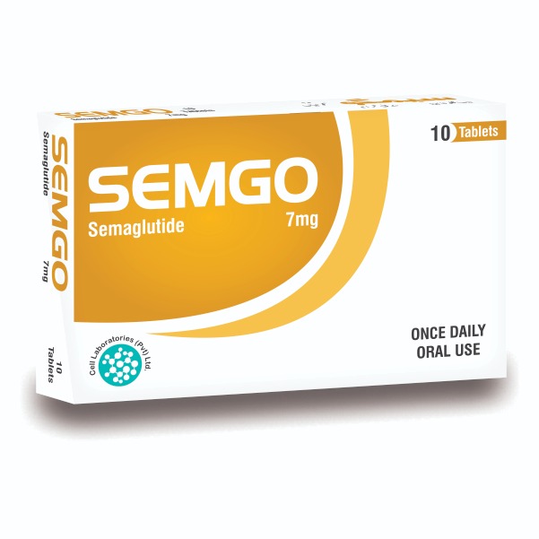 Semgo 7mg (Semaglutide) oral tablets for Type 2 Diabetes and weight loss. Cell Laboratories